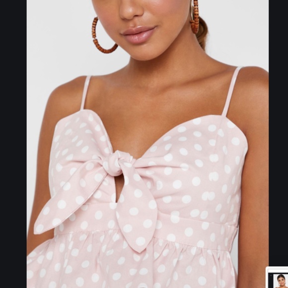 English Factory Tops - English factory L polka dot tie front crop top